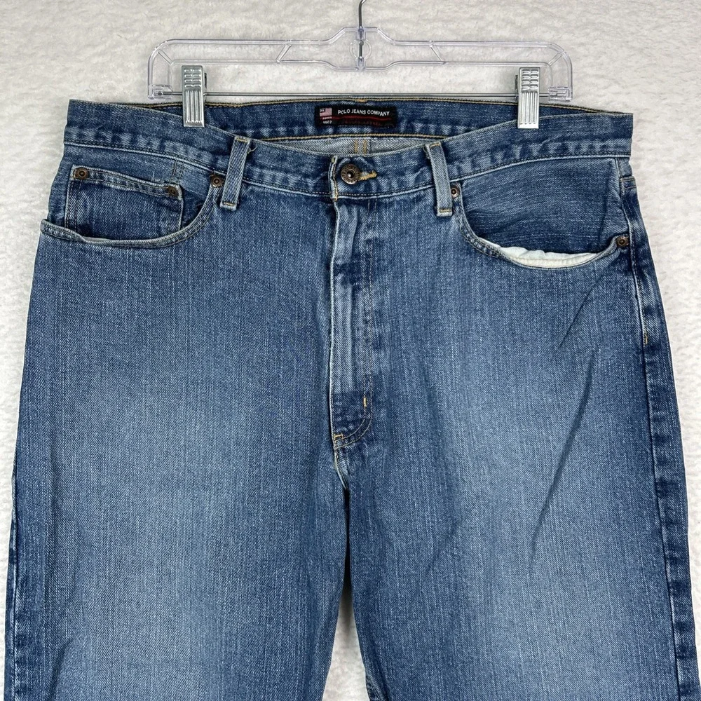 Polo‎ Ralph Lauren RL Woodrow Jeans Baggy Denim Wide Leg Y2K Pants Mens 36x26
